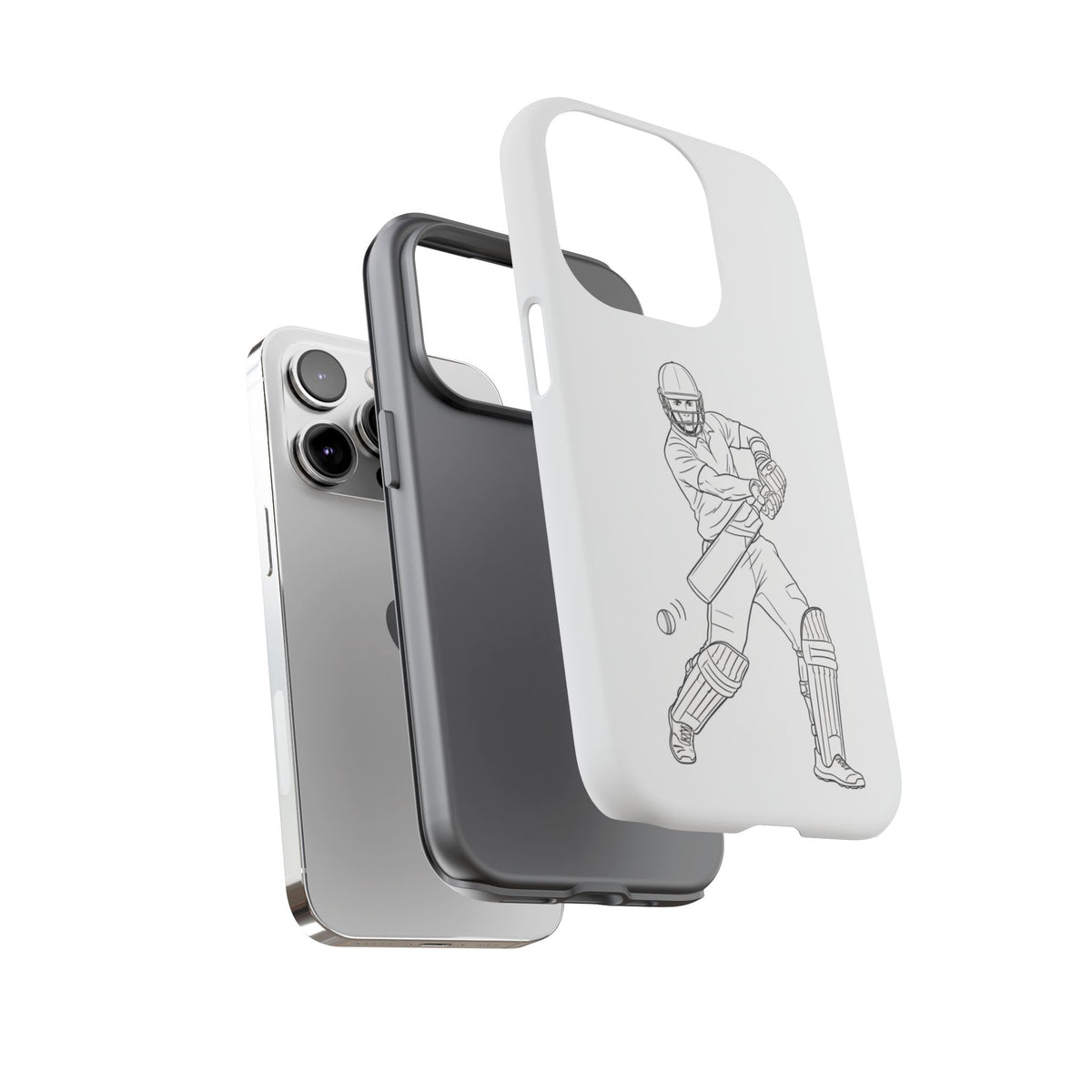 Phone Case, Cricket Batsman Sketch, Tough Case