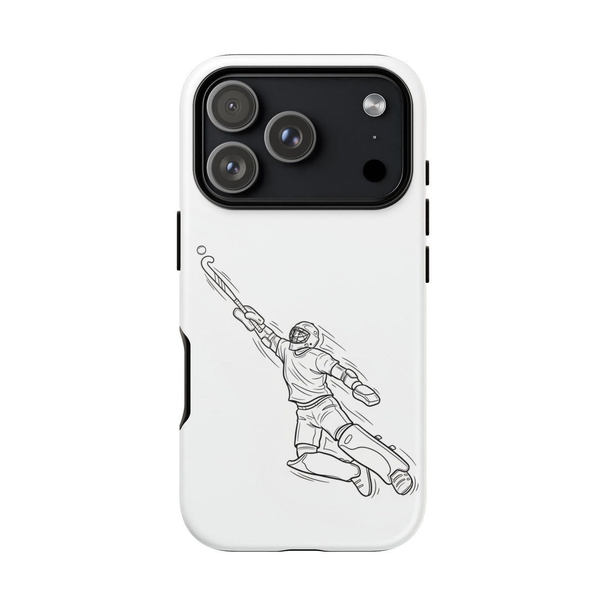 Hockey Goalkeeper Sketch Phone Case — Minimalist Sports Protective Cover