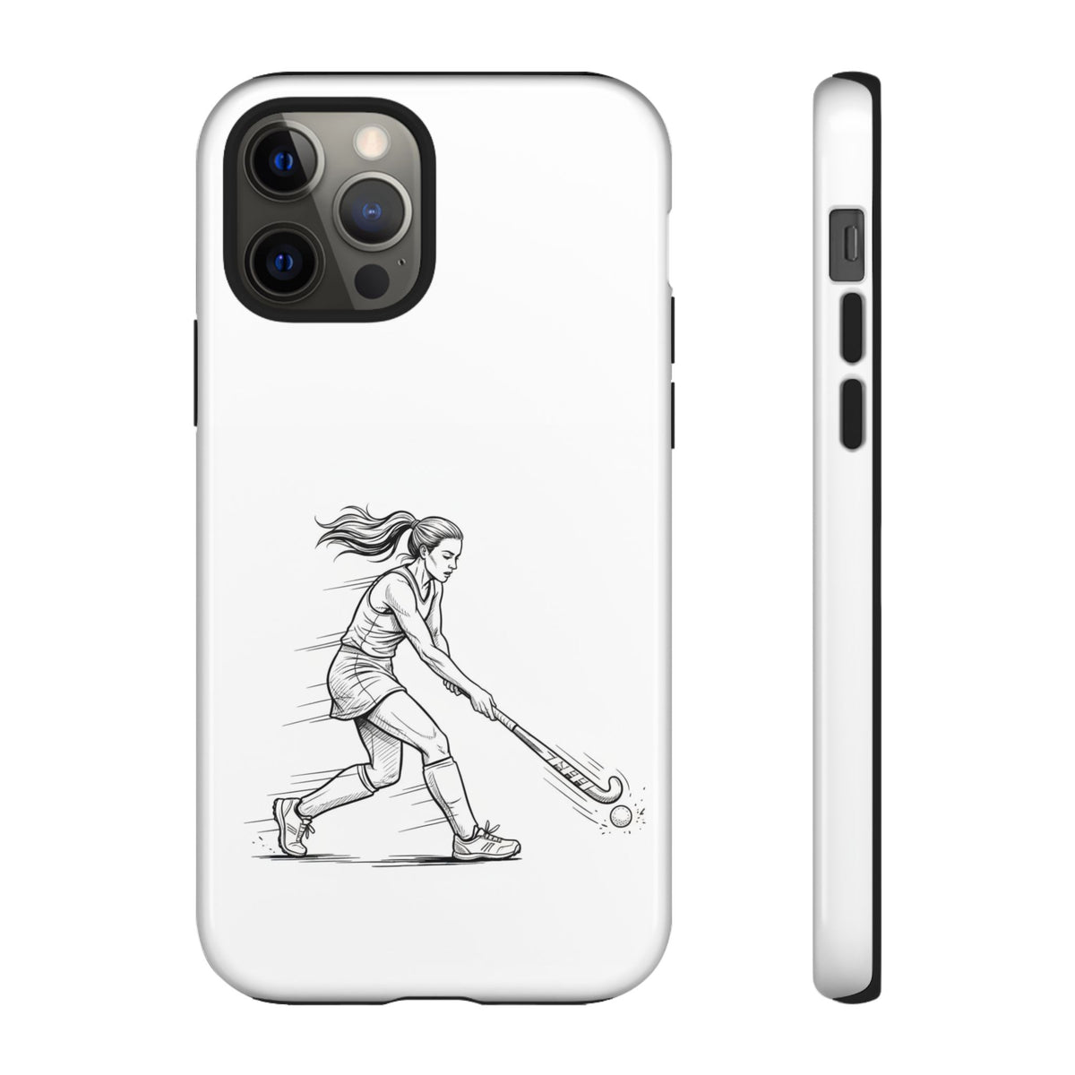 Phone Case, Hockey, Female  Player Minimalist sketch design, Tough Case