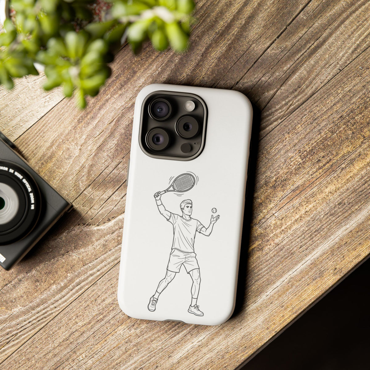 Phone Case, Racket Sports, Tennis Player overhead shot Design, Tough Case