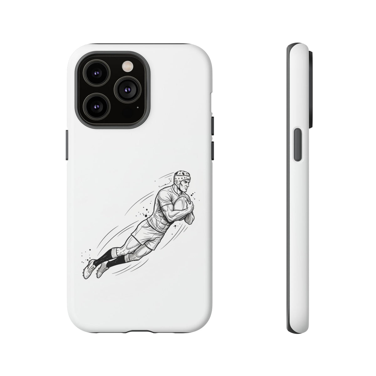 Phone Case, Rugby Try Swan Dive Minimalist Sketch design, Tough Case