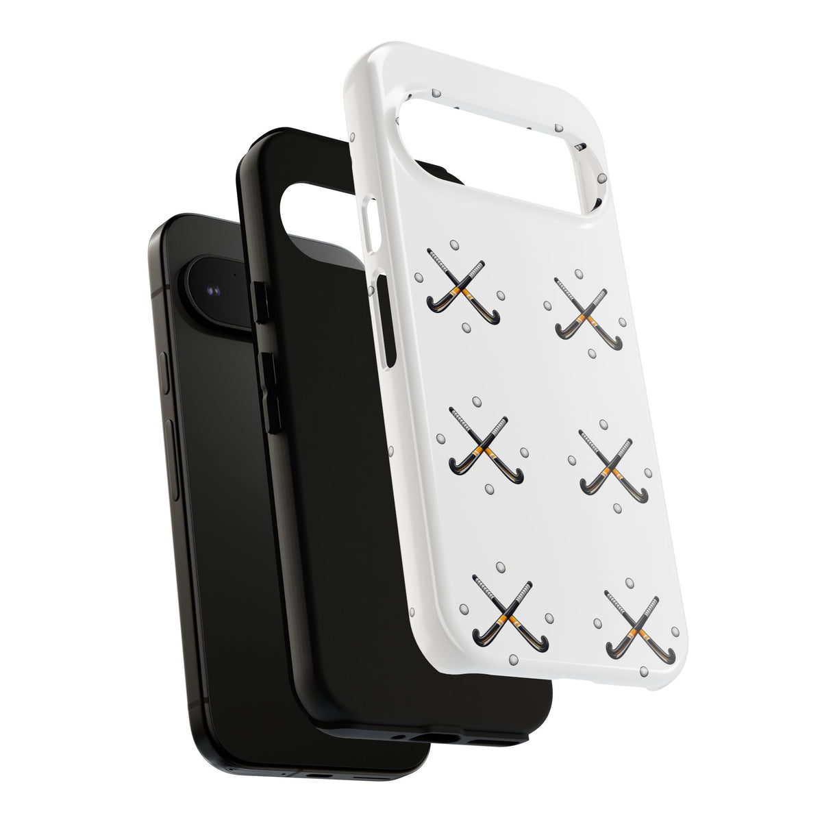 Phone Case, Hockey Repeated Crossed Sticks & Balls Pattern, Tough Case