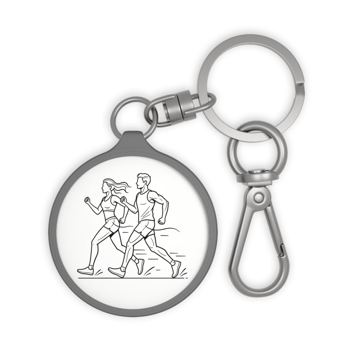 Keyring Bag Tag, Running couple, Minimalist Sketch design