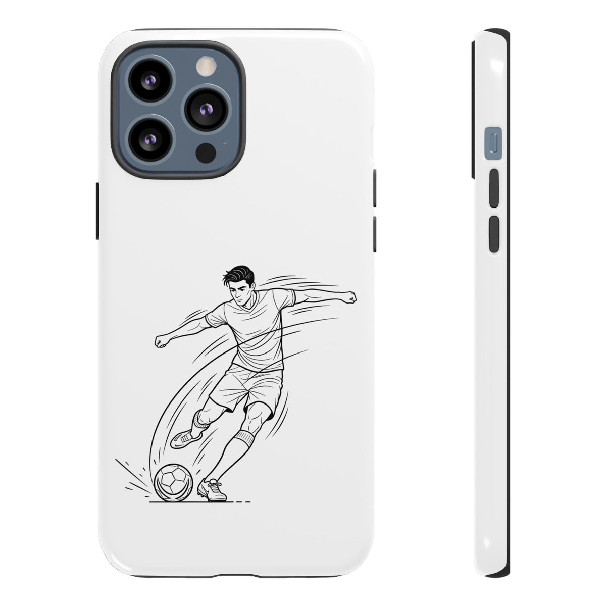 Phone Case, Football Free Kick / Strike Minimalist sketch Design, Tough Case