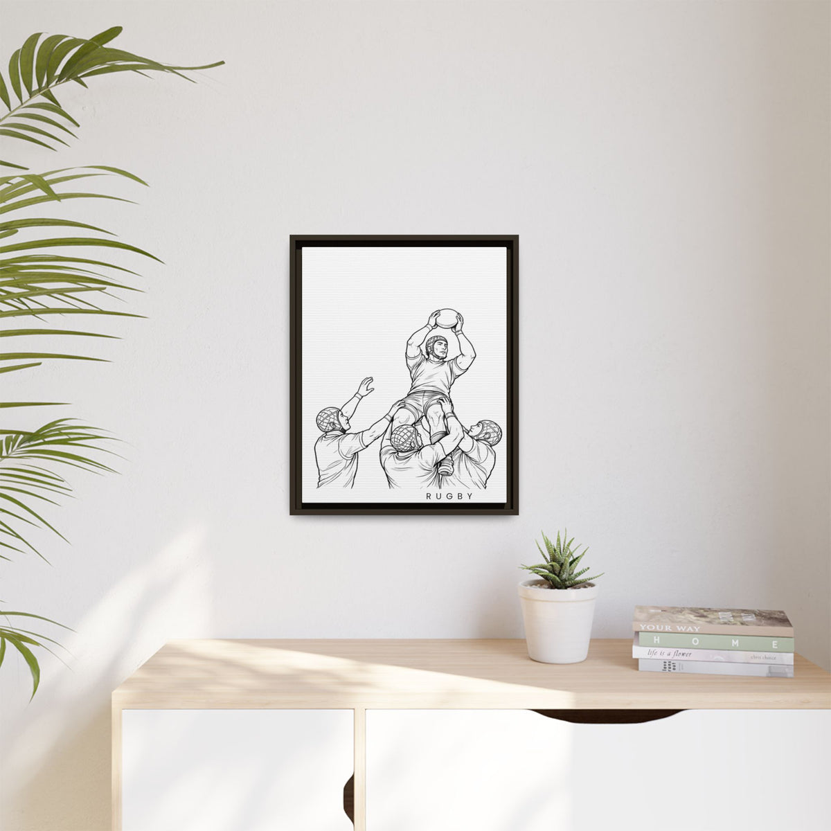 Print, Rugby Line-Out, Matte Canvas Print Framed Art