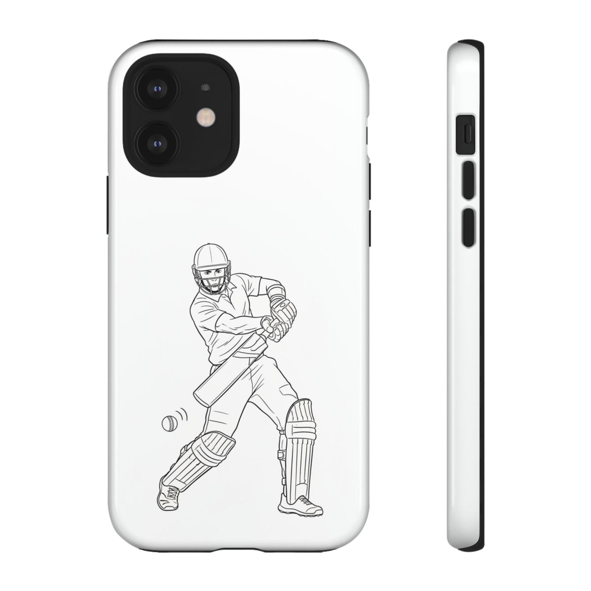 Phone Case, Cricket Batsman Sketch, Tough Case