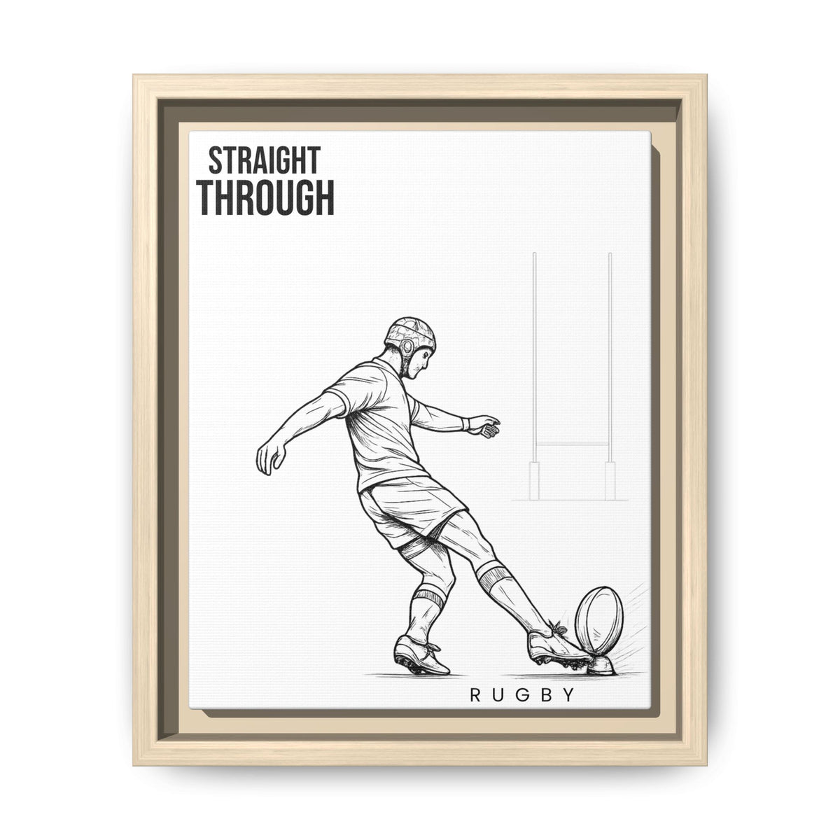 Print, Rugby Conversion Kick - Straight Through, Matte Canvas Print Framed Art