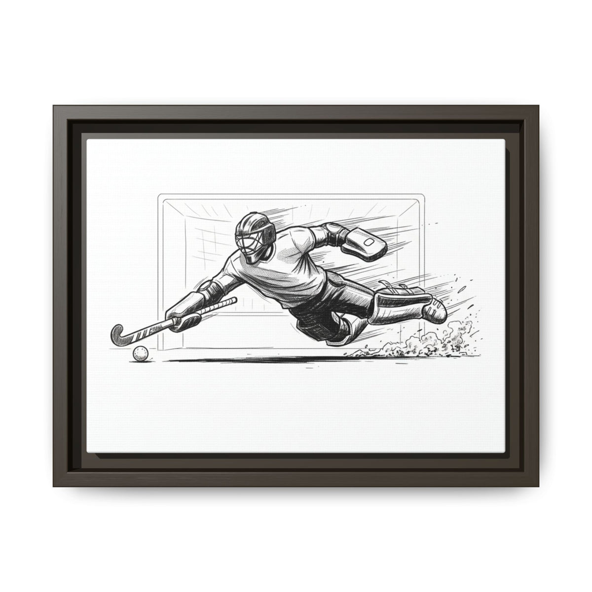 Print, Field Hockey Goalie Sketch, Matte Canvas Framed Wall Art