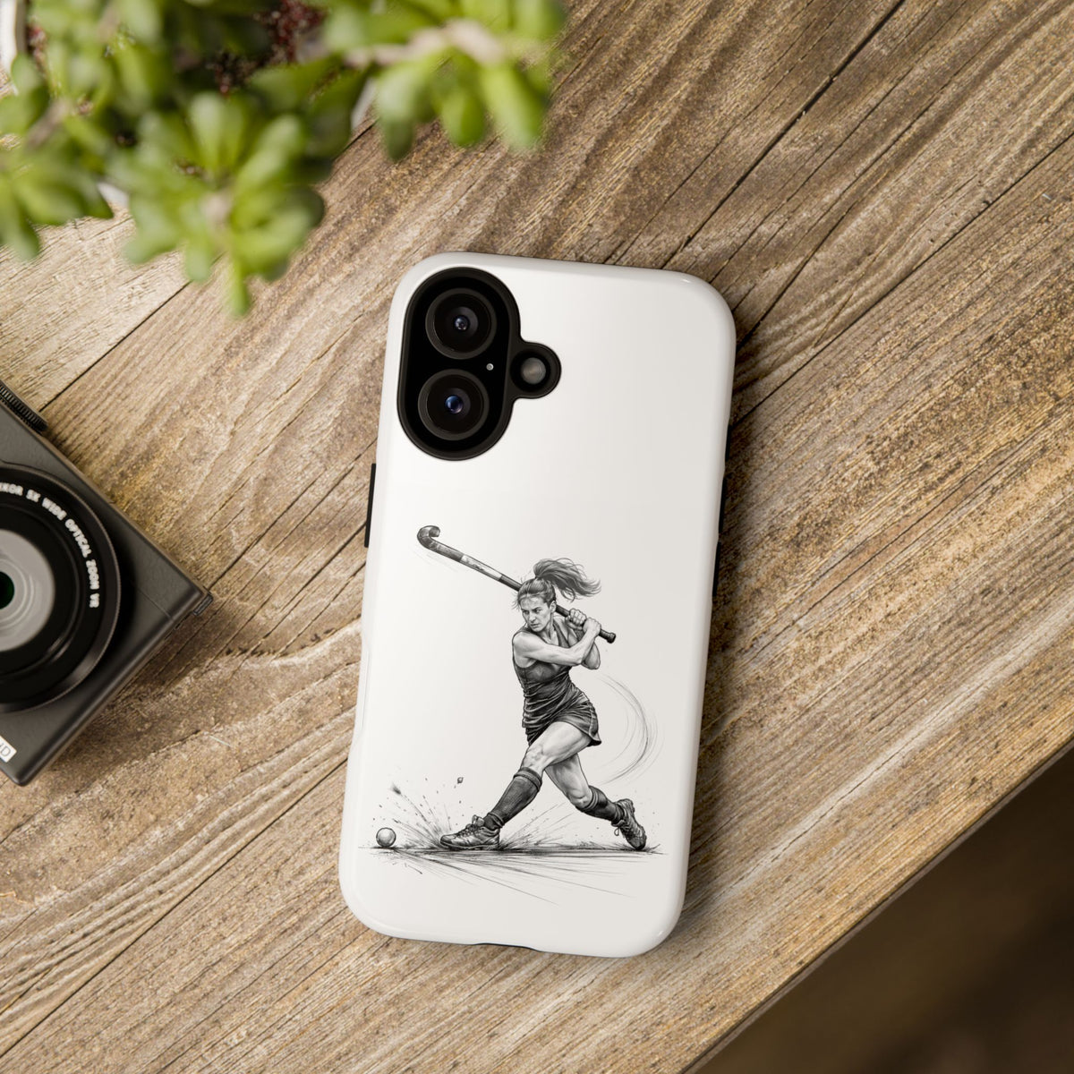 Phone Case, Hockey, Female Player "Tomahawk" shot design, Tough Case