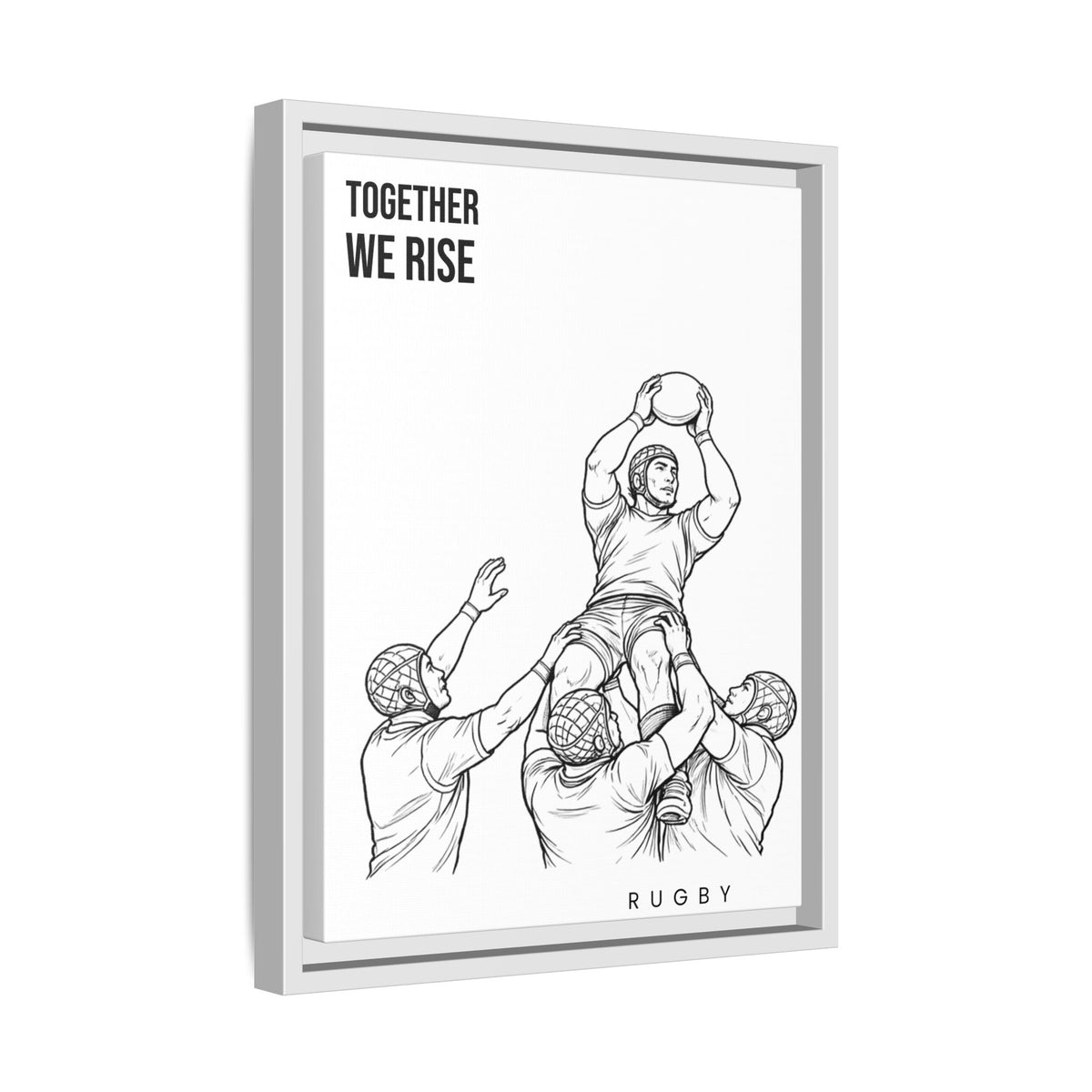 Print, Rugby Line-Out Together We Rise , Matte Canvas Print Framed Art