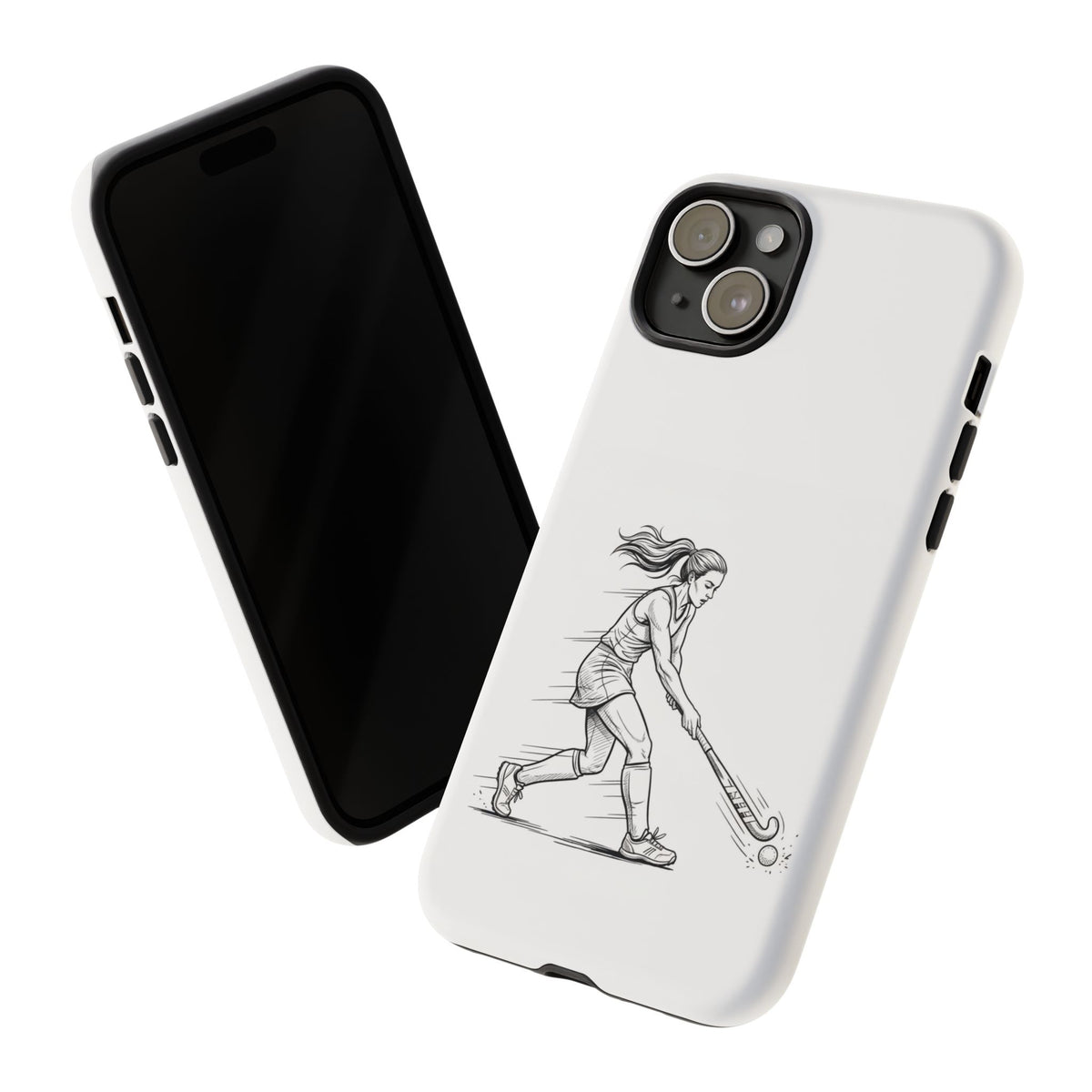Phone Case, Hockey, Female  Player Minimalist sketch design, Tough Case