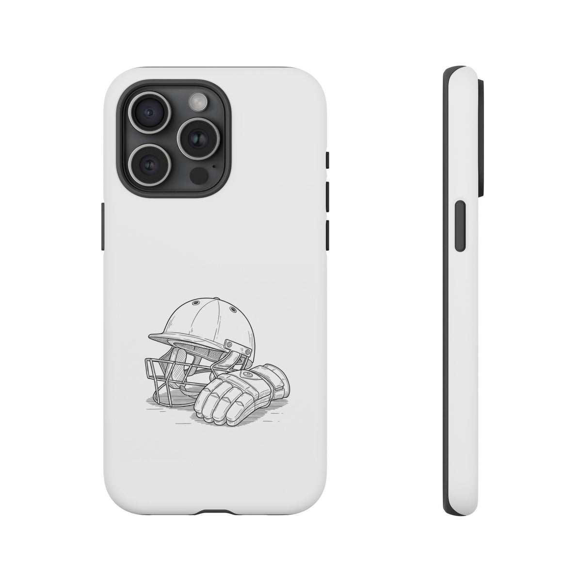 Phone Case, Cricket Gloves & Helmet Sketch, Tough Case