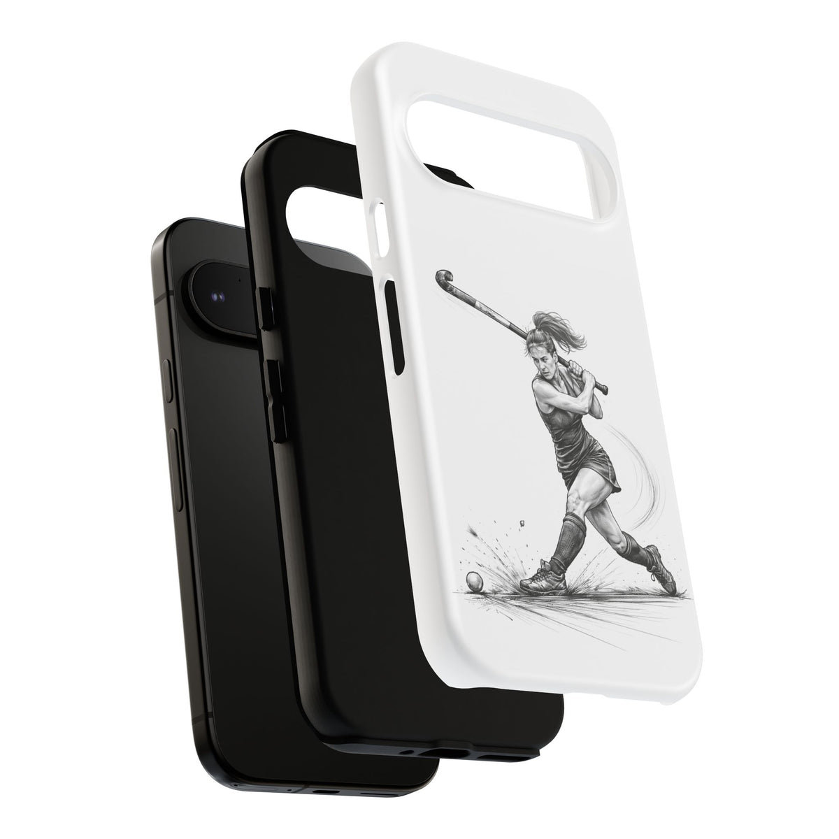 Phone Case, Hockey, Female Player "Tomahawk" shot design, Tough Case