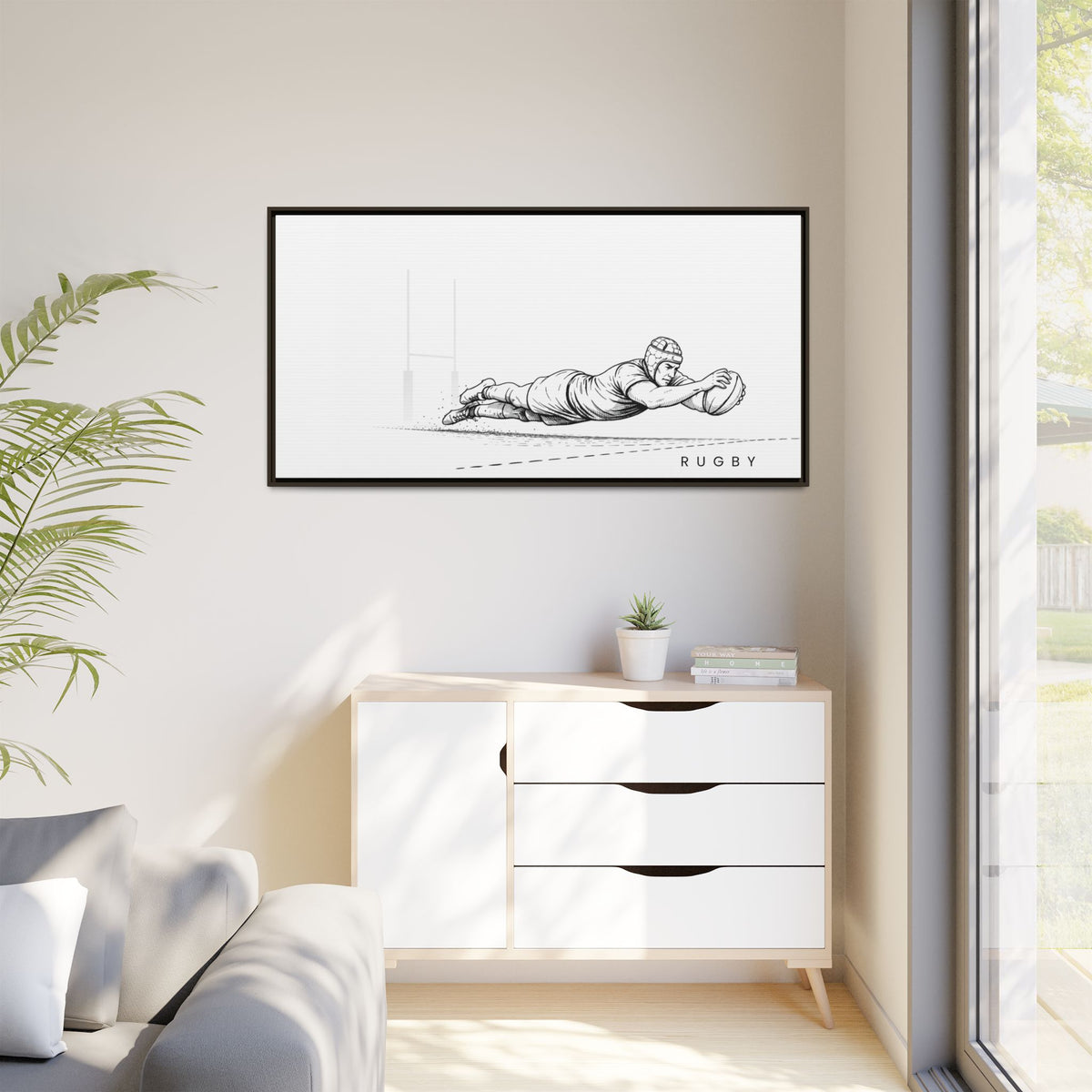 Print, Rugby Try, Matte Canvas Framed Wall Art
