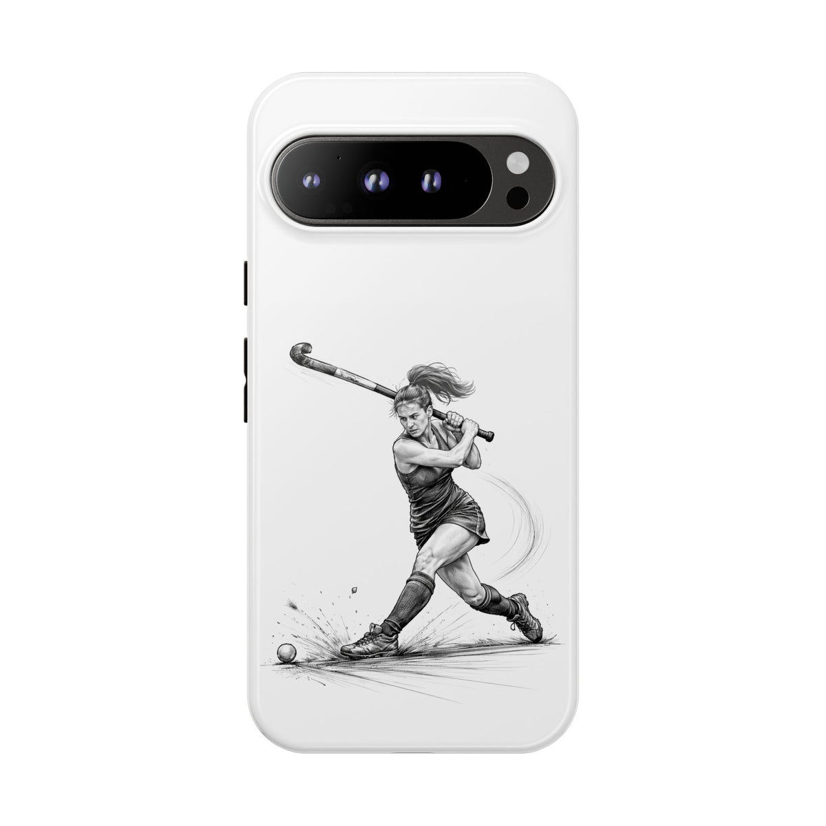 Phone Case, Hockey, Female Player "Tomahawk" shot design, Tough Case