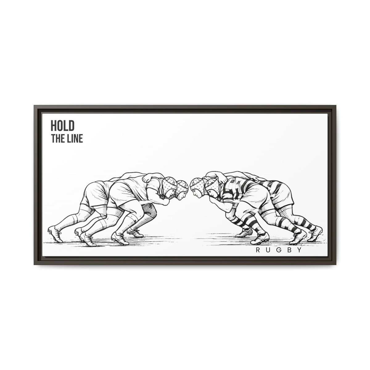 Print, Rugby Scrum, "Hold the Line" , Matte Canvas Print Framed Art