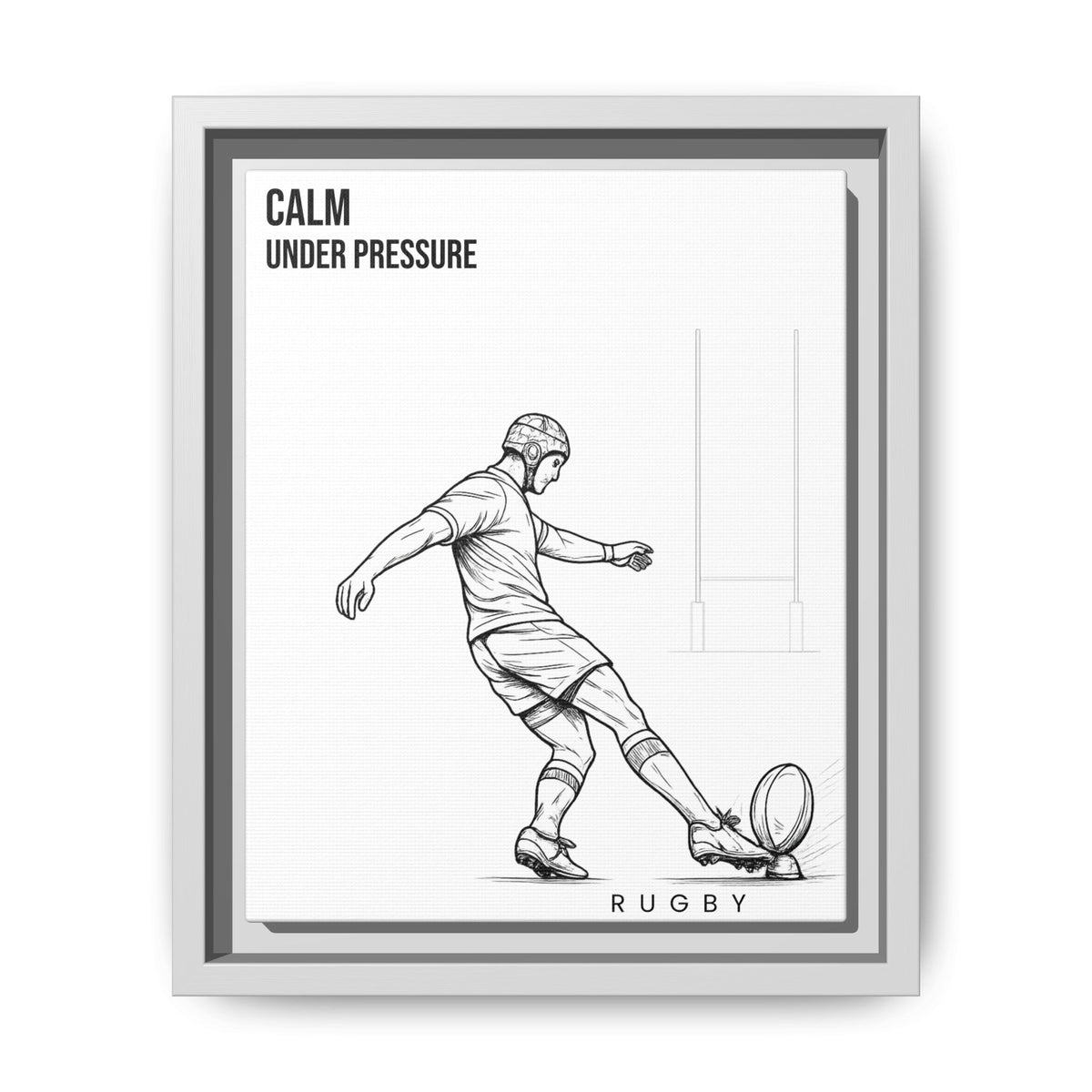 Print, Rugby Conversion Kick - Calm Under Pressure, Matte Canvas Print Framed Art
