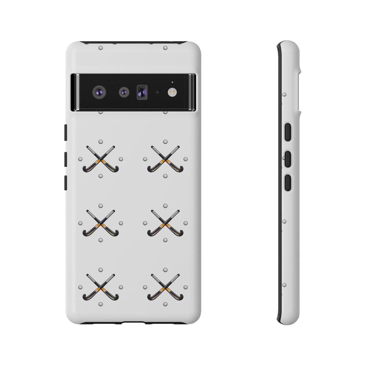 Phone Case, Hockey Repeated Crossed Sticks & Balls Pattern, Tough Case