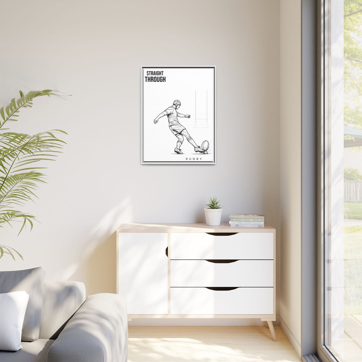 Print, Rugby Conversion Kick - Straight Through, Matte Canvas Print Framed Art