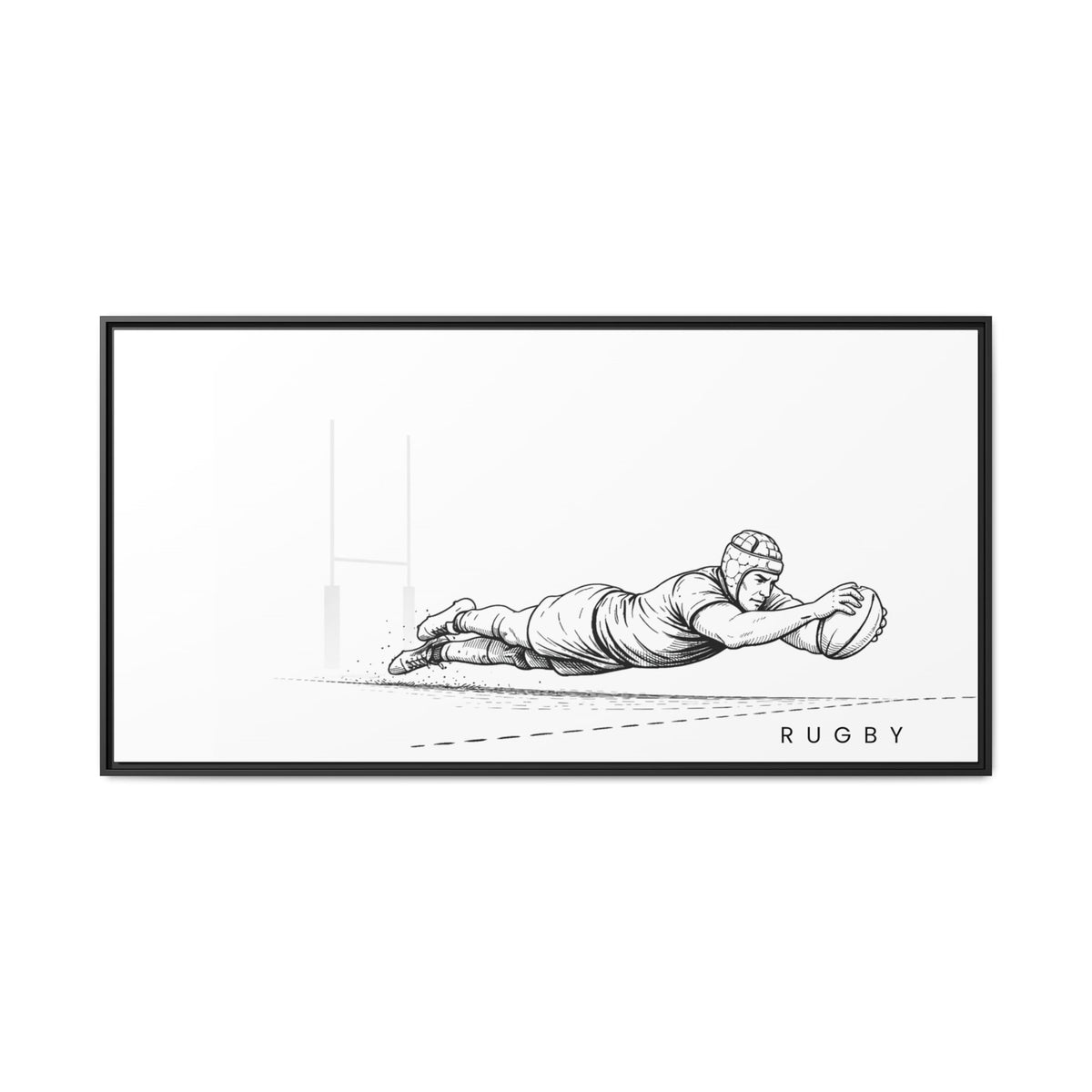 Print, Rugby Try, Matte Canvas Framed Wall Art