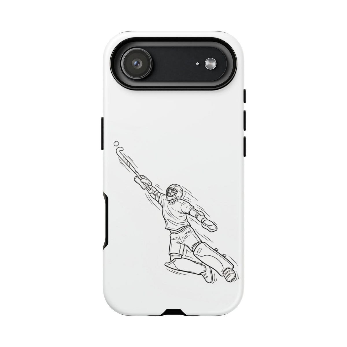 Hockey Goalkeeper Sketch Phone Case — Minimalist Sports Protective Cover