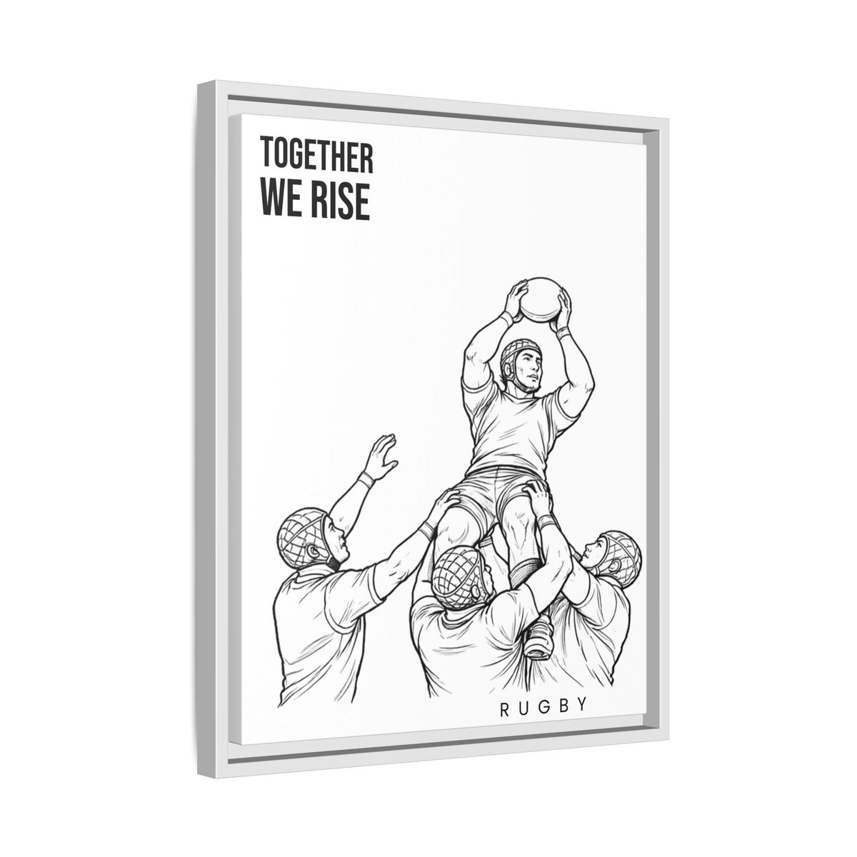 Print, Rugby Line-Out Together We Rise , Matte Canvas Print Framed Art