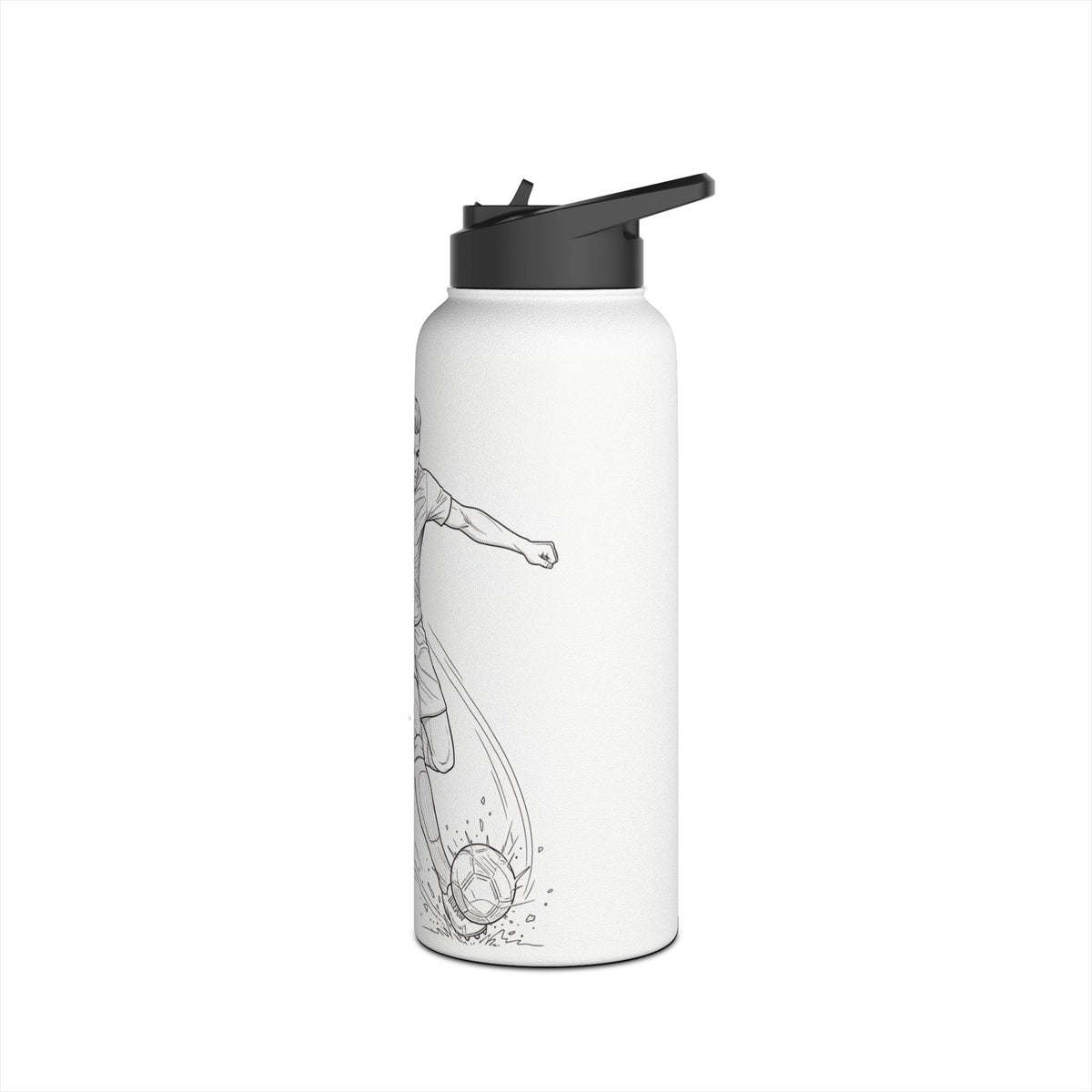 Water Bottle, Football shot Minimalist Sketch, Stainless Steel