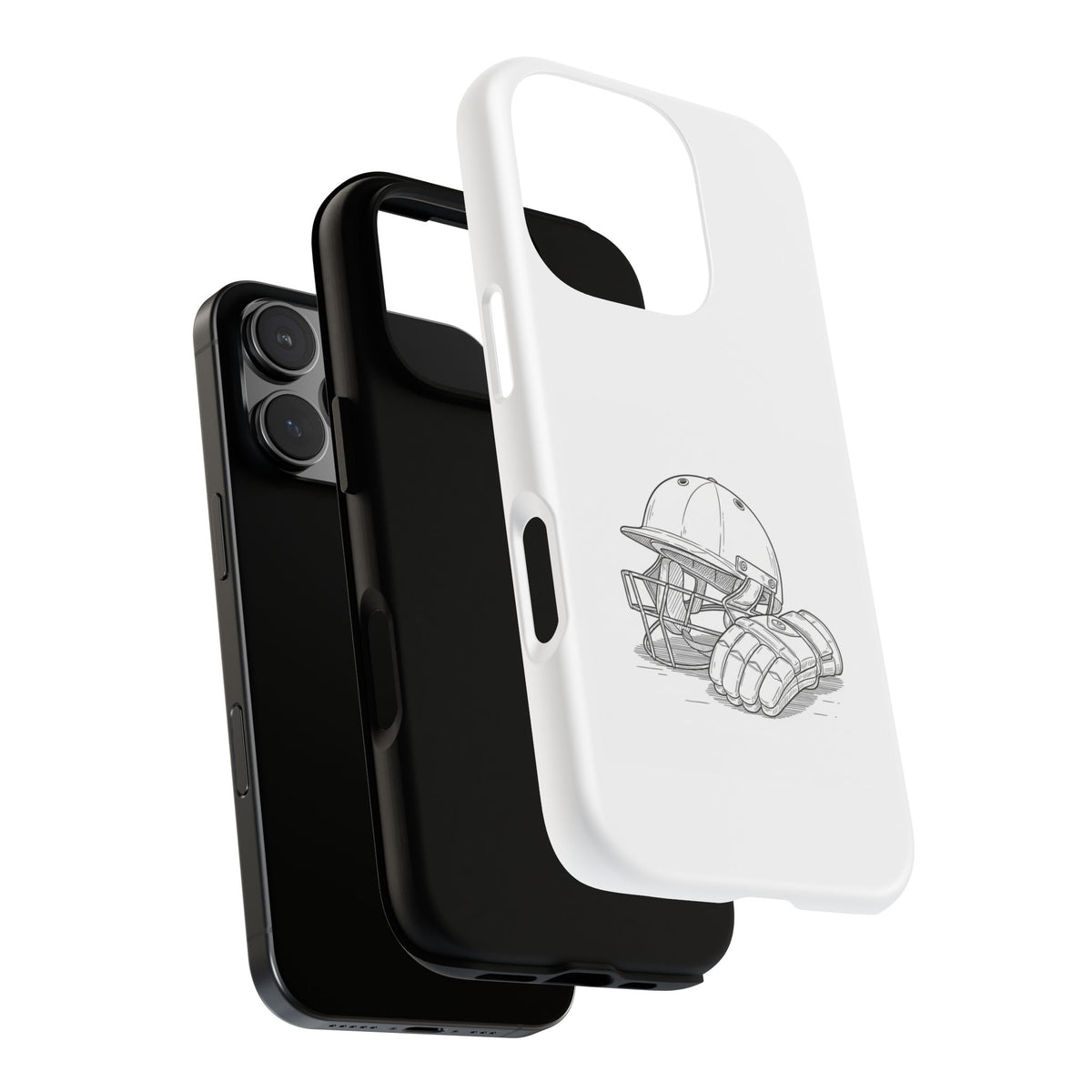 Phone Case, Cricket Gloves & Helmet Sketch, Tough Case