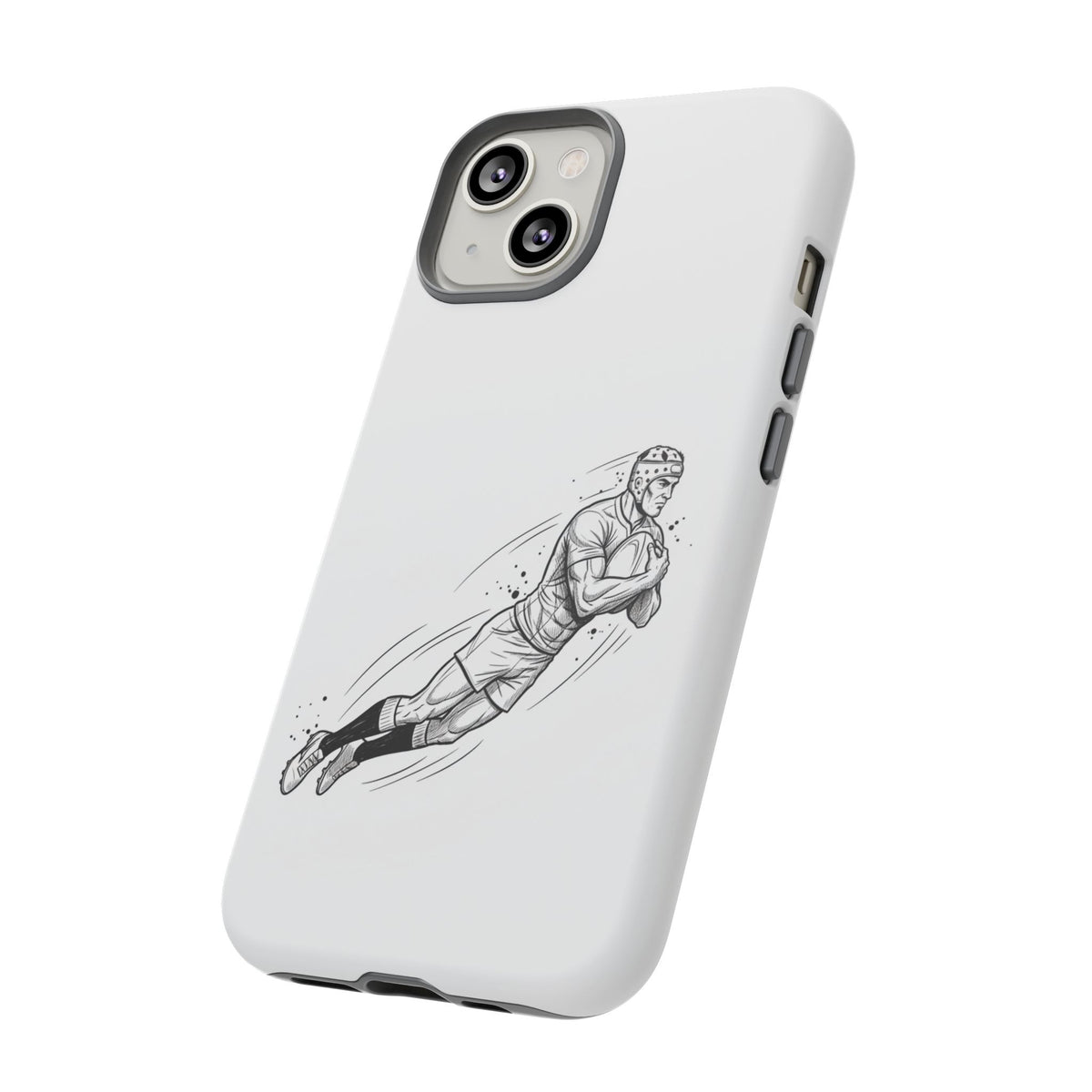 Phone Case, Rugby Try Swan Dive Minimalist Sketch design, Tough Case