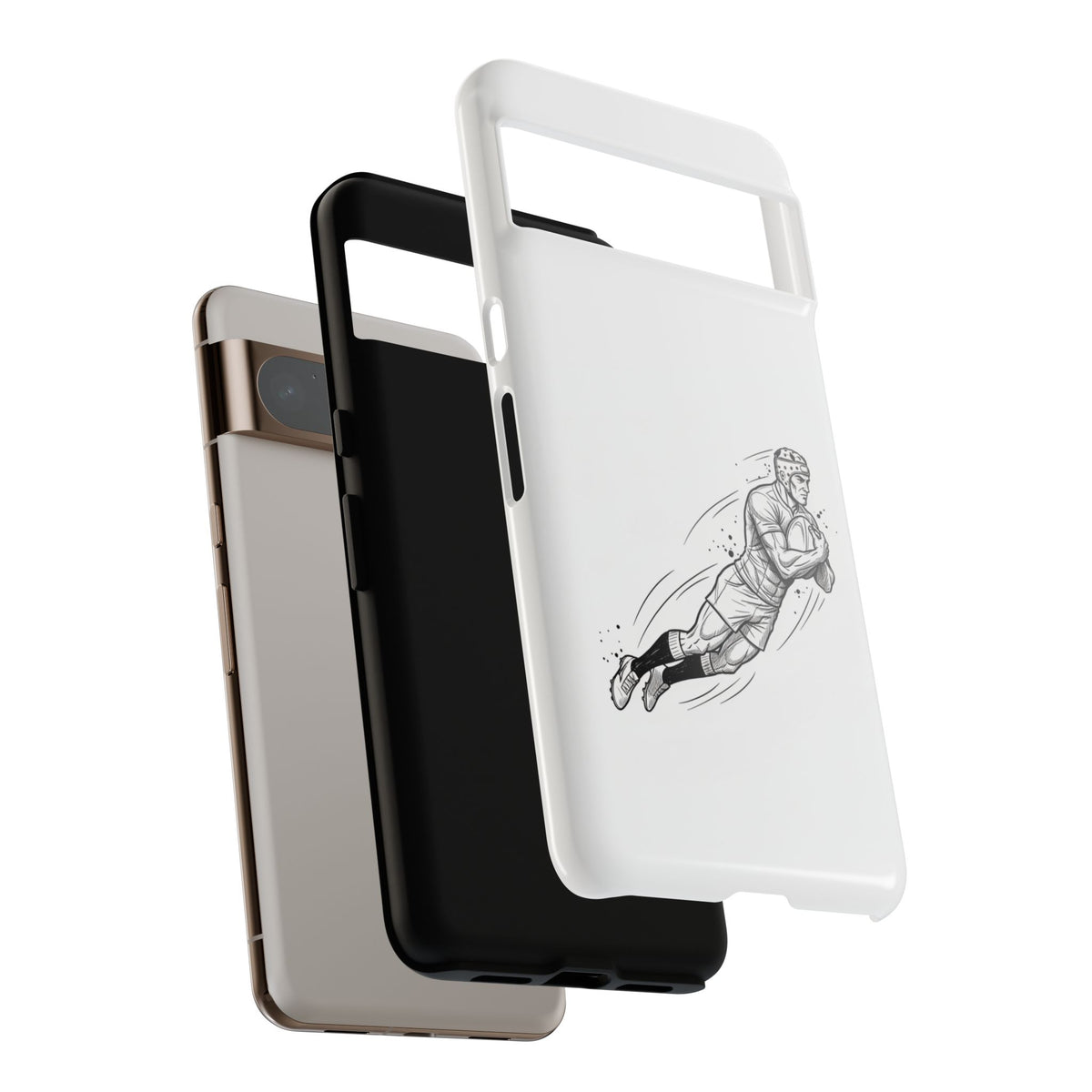Phone Case, Rugby Try Swan Dive Minimalist Sketch design, Tough Case