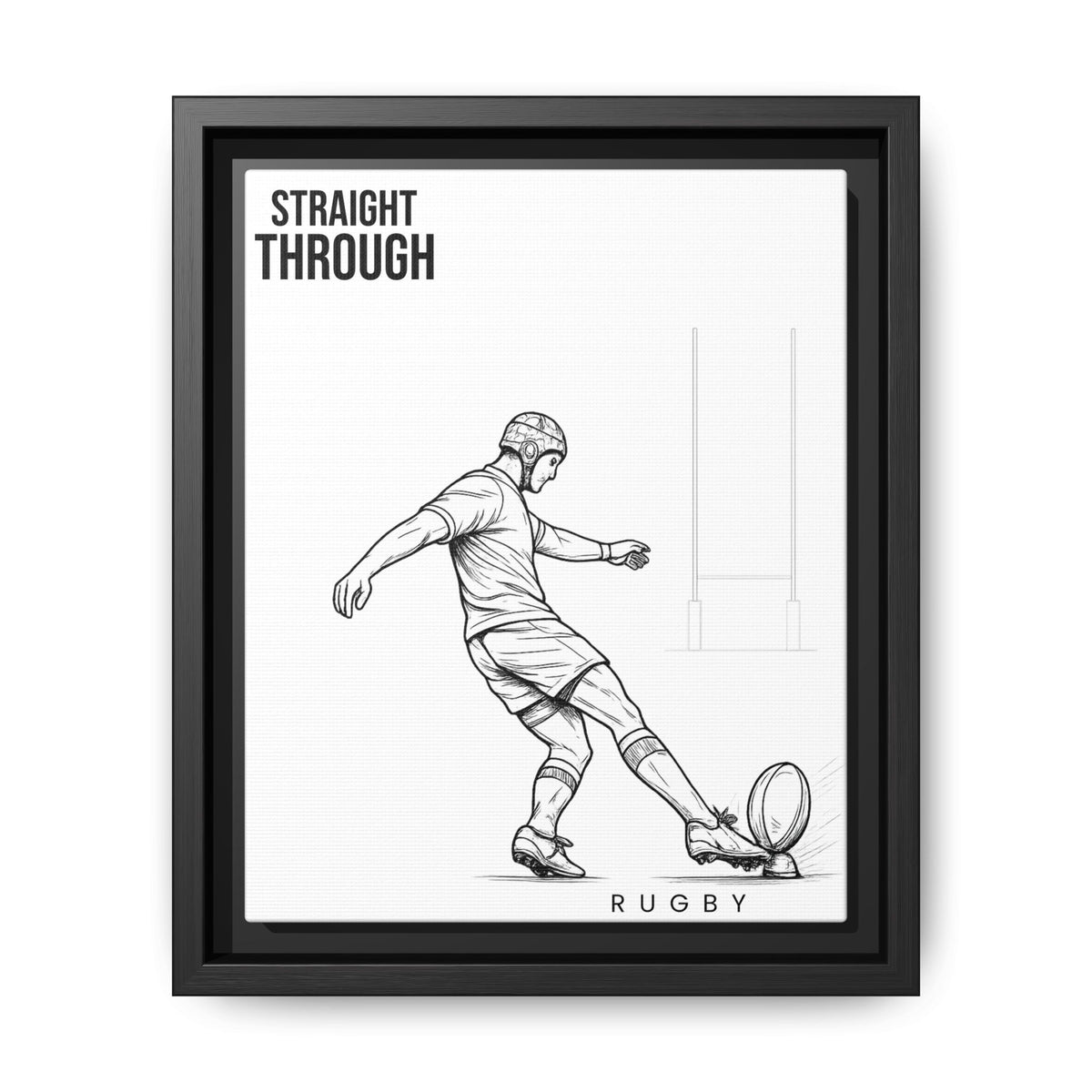 Print, Rugby Conversion Kick - Straight Through, Matte Canvas Print Framed Art