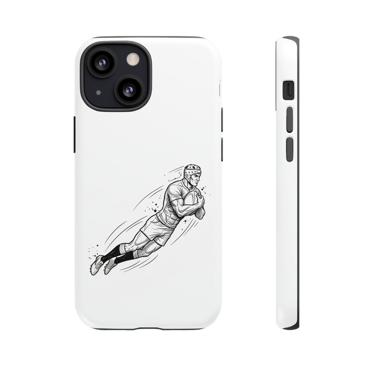 Phone Case, Rugby Try Swan Dive Minimalist Sketch design, Tough Case