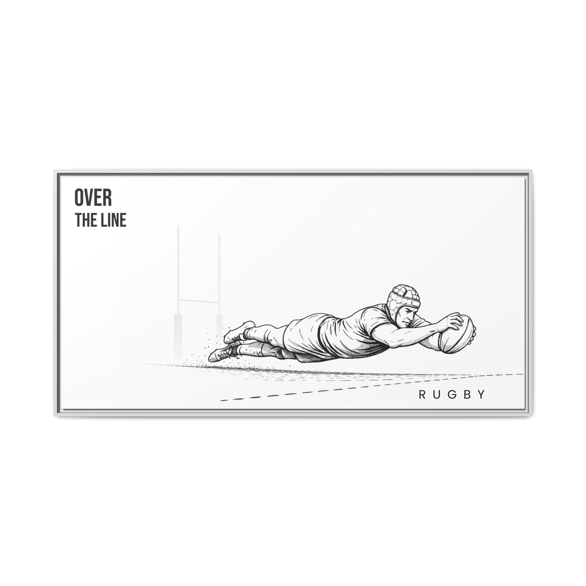 Print, Rugby Try, "Over The Line"  Matte Canvas Framed Wall Art