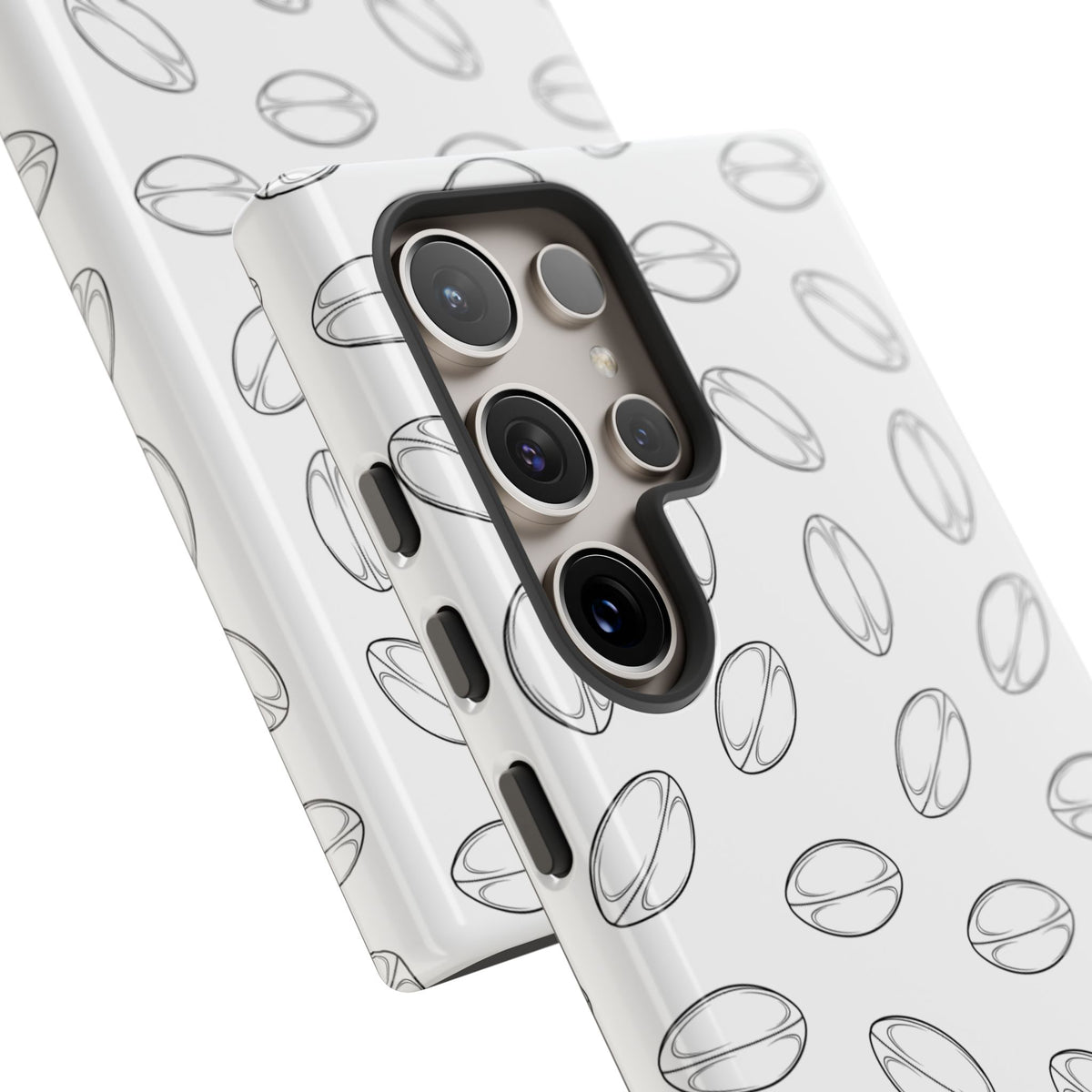 Phone Case, Rugby Ball Minimalist Sketch Pattern, Tough Case