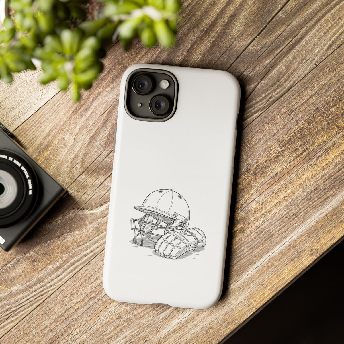Phone Case, Cricket Gloves & Helmet Sketch, Tough Case