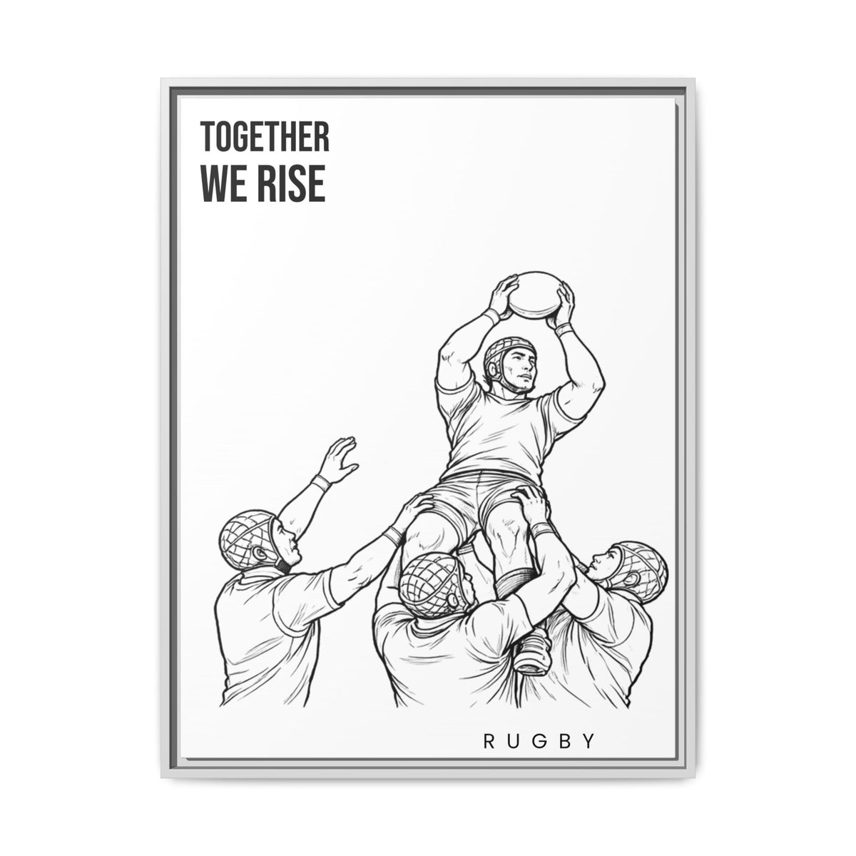 Print, Rugby Line-Out Together We Rise , Matte Canvas Print Framed Art