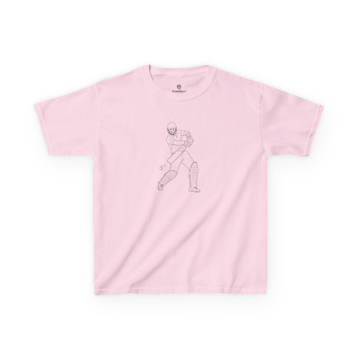 T Shirt Kids, Cricket Batsman minimalist sketch design, Cotton, Various Colours