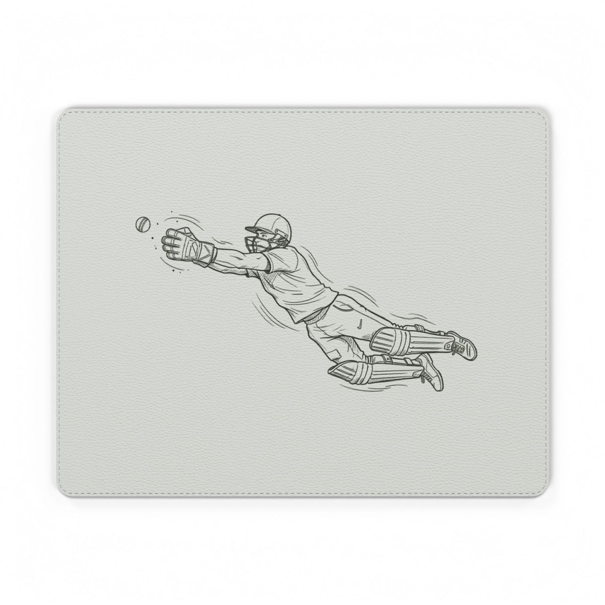 Mouse Mat, Cricket Vintage Fielding Sketch Di, PU Leather Mouse Mat
