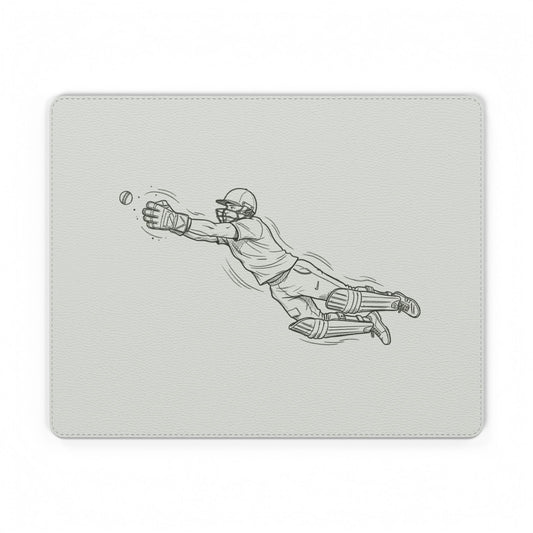 Mouse Mat, Cricket Vintage Fielding Sketch Di, PU Leather Mouse Mat
