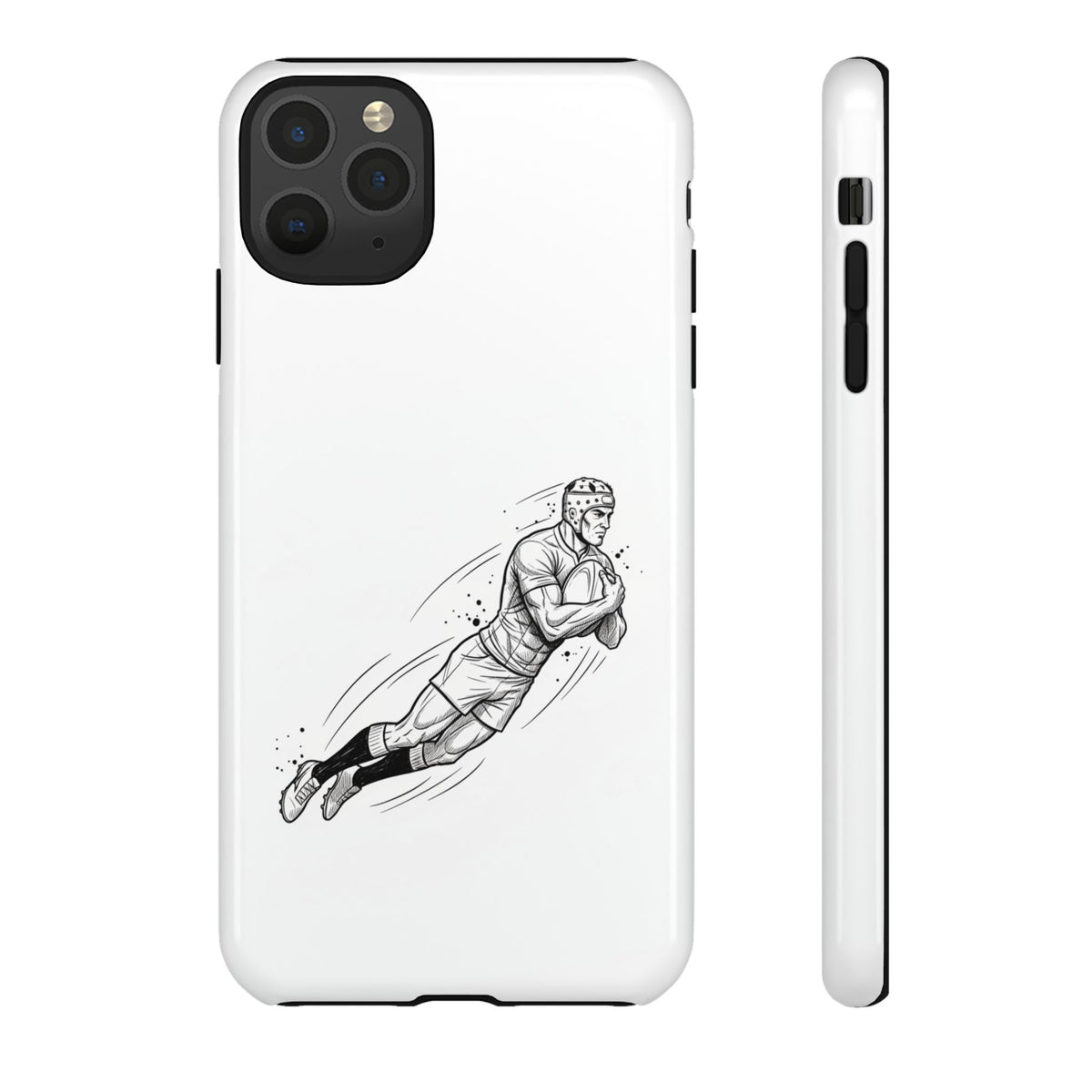 Phone Case, Rugby Try Swan Dive Minimalist Sketch design, Tough Case