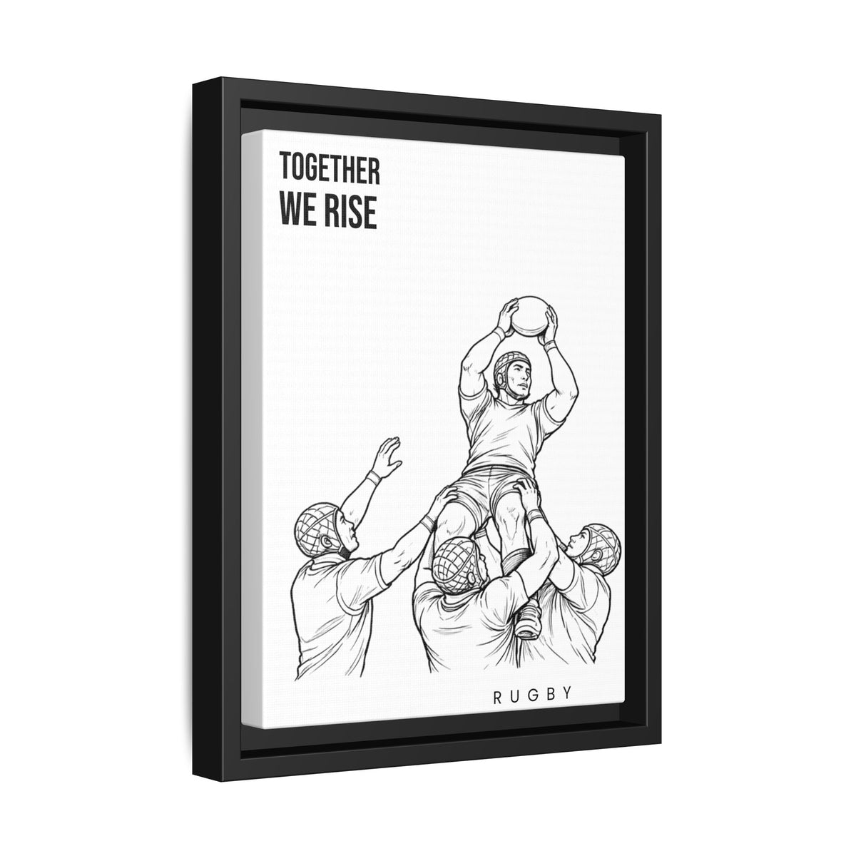 Print, Rugby Line-Out Together We Rise , Matte Canvas Print Framed Art