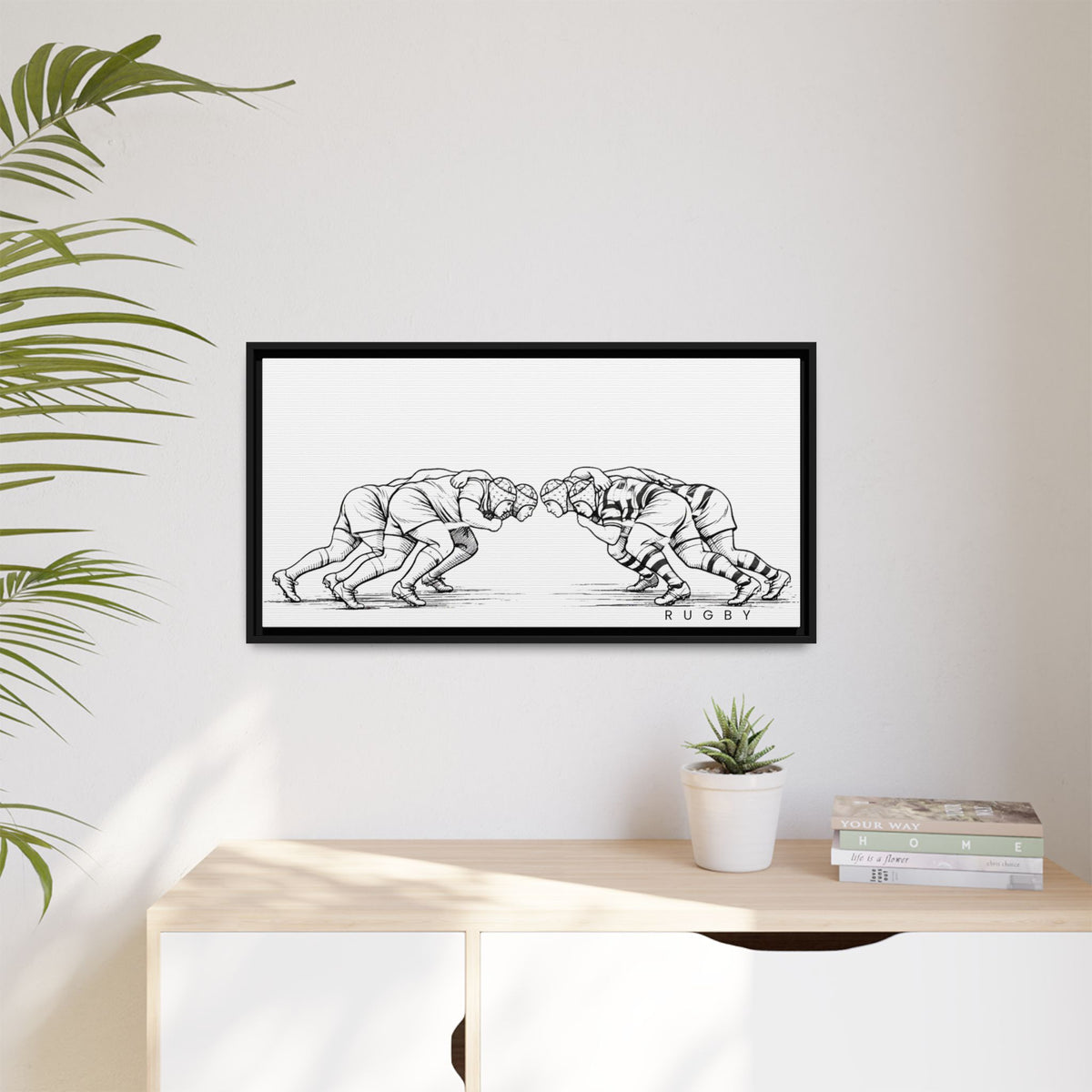 Print, Rugby Scrum,  Matte Canvas Print Framed Art