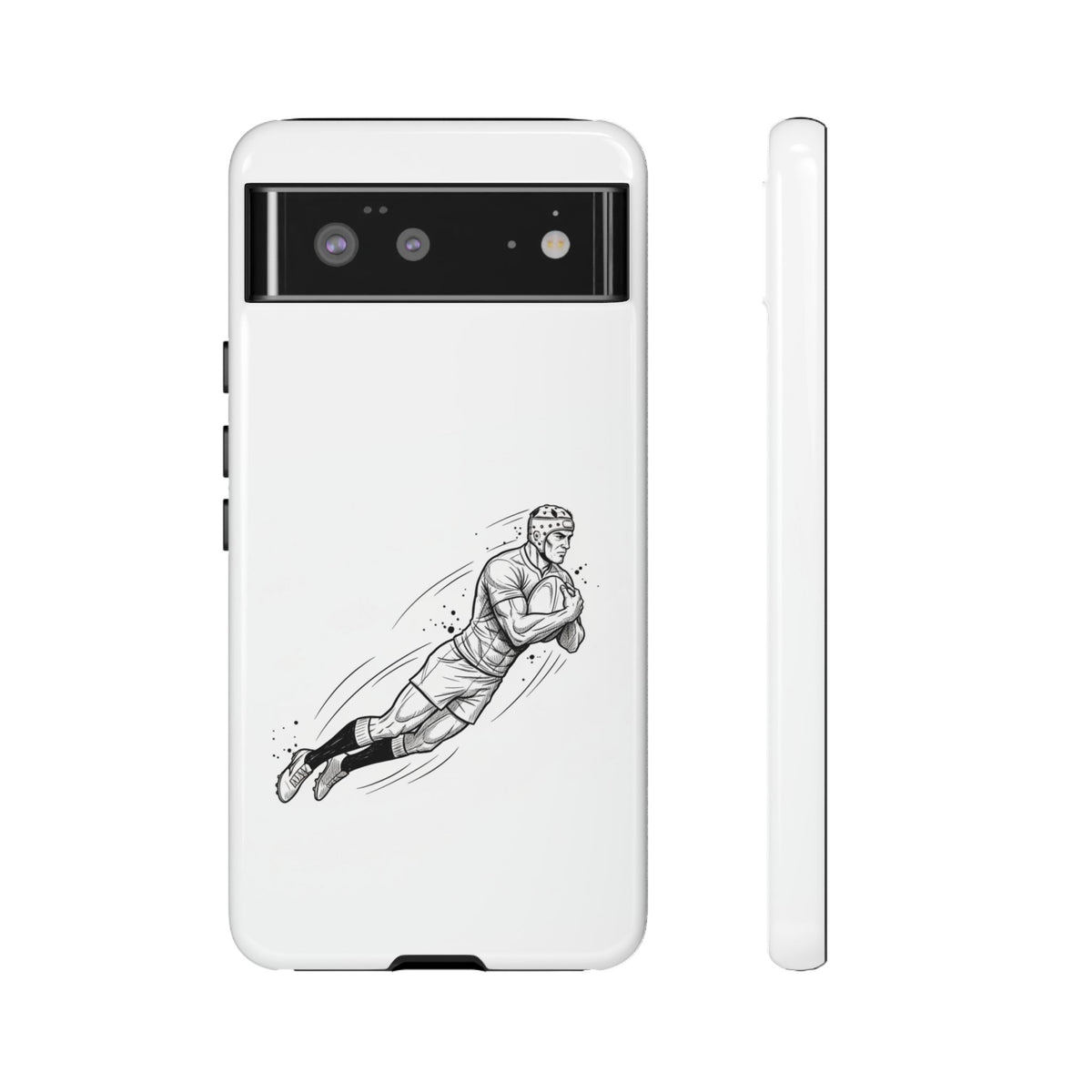 Phone Case, Rugby Try Swan Dive Minimalist Sketch design, Tough Case