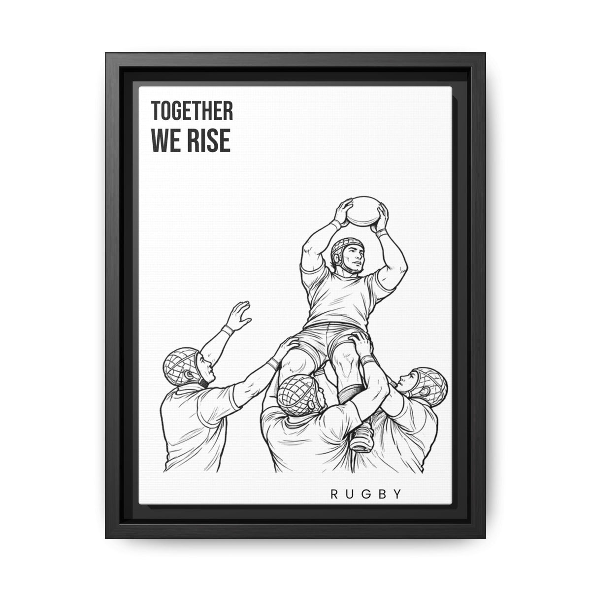 Print, Rugby Line-Out Together We Rise , Matte Canvas Print Framed Art