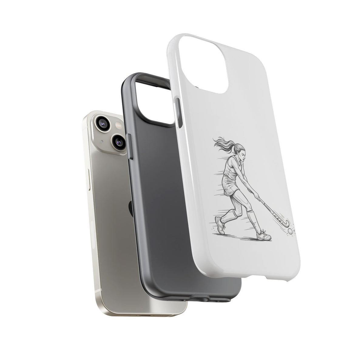 Phone Case, Hockey, Female  Player Minimalist sketch design, Tough Case