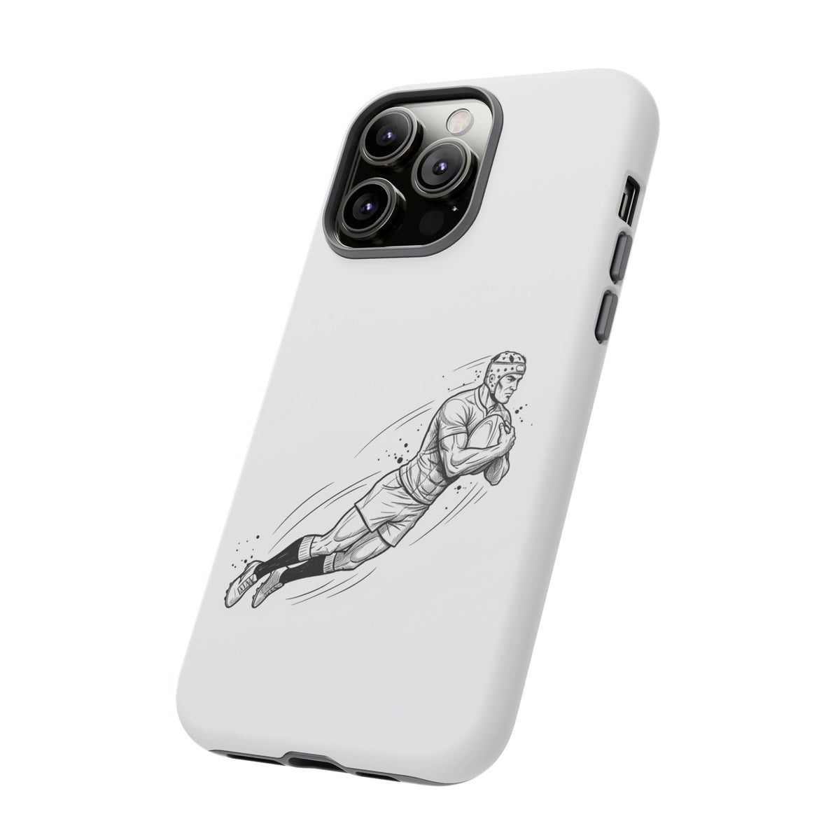 Phone Case, Rugby Try Swan Dive Minimalist Sketch design, Tough Case