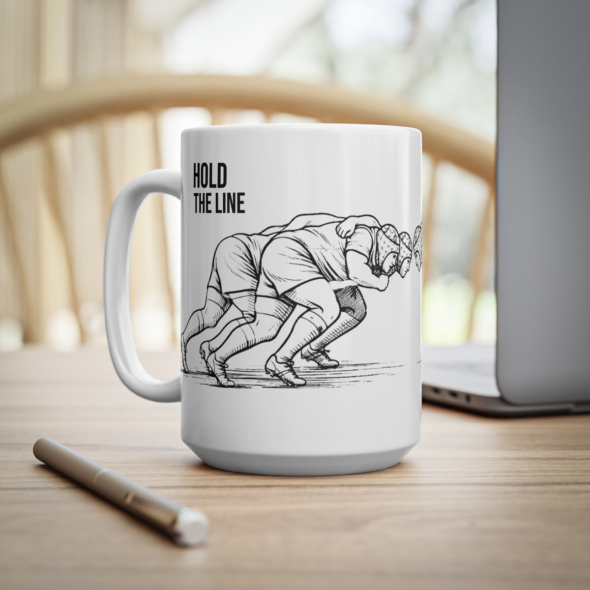 Mug, Rugby Scrum , Hold The Line, Ceramic, 325ml / 11oz or 440ml / 15oz