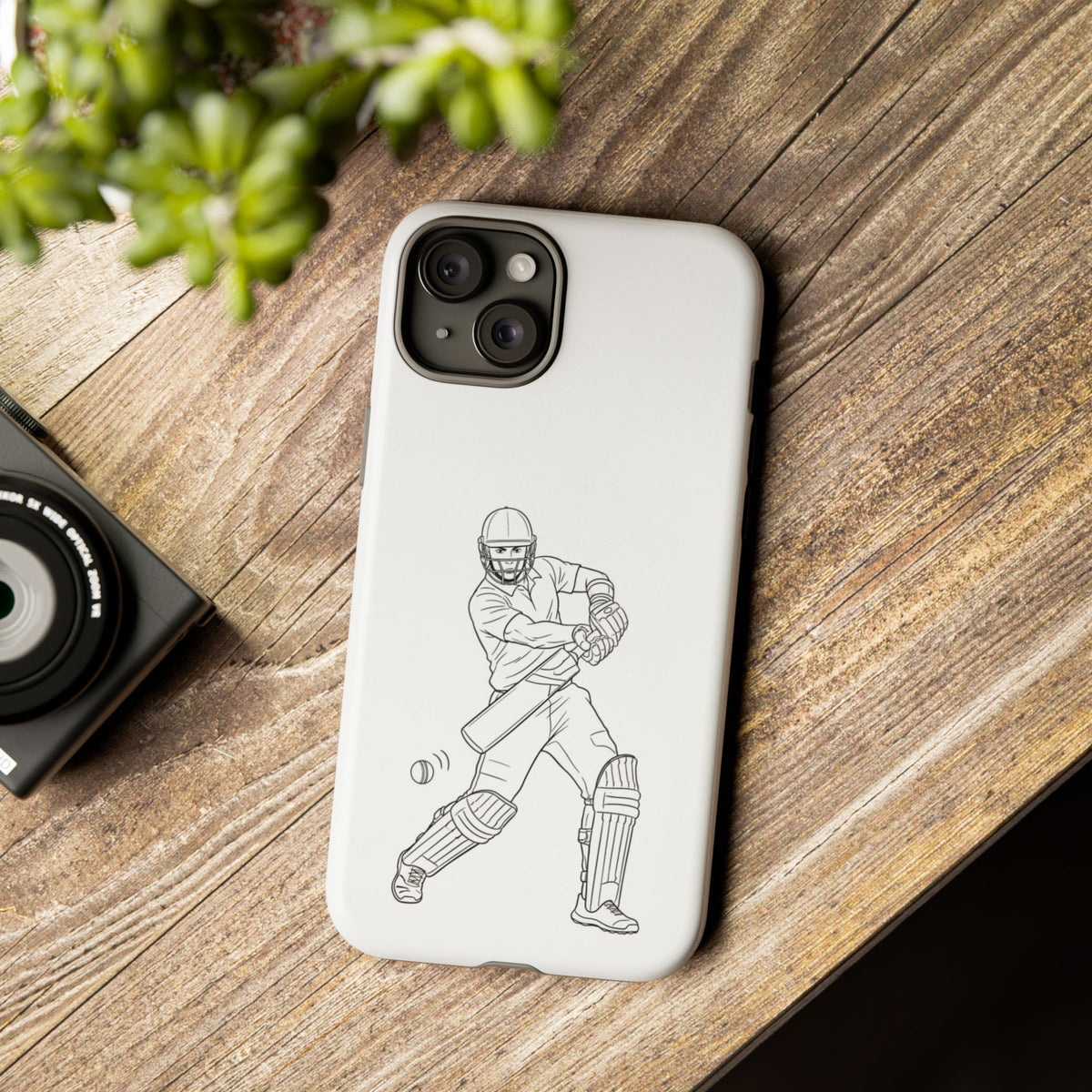 Phone Case, Cricket Batsman Sketch, Tough Case