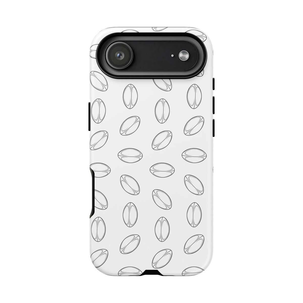 Phone Case, Rugby Ball Minimalist Sketch Pattern, Tough Case