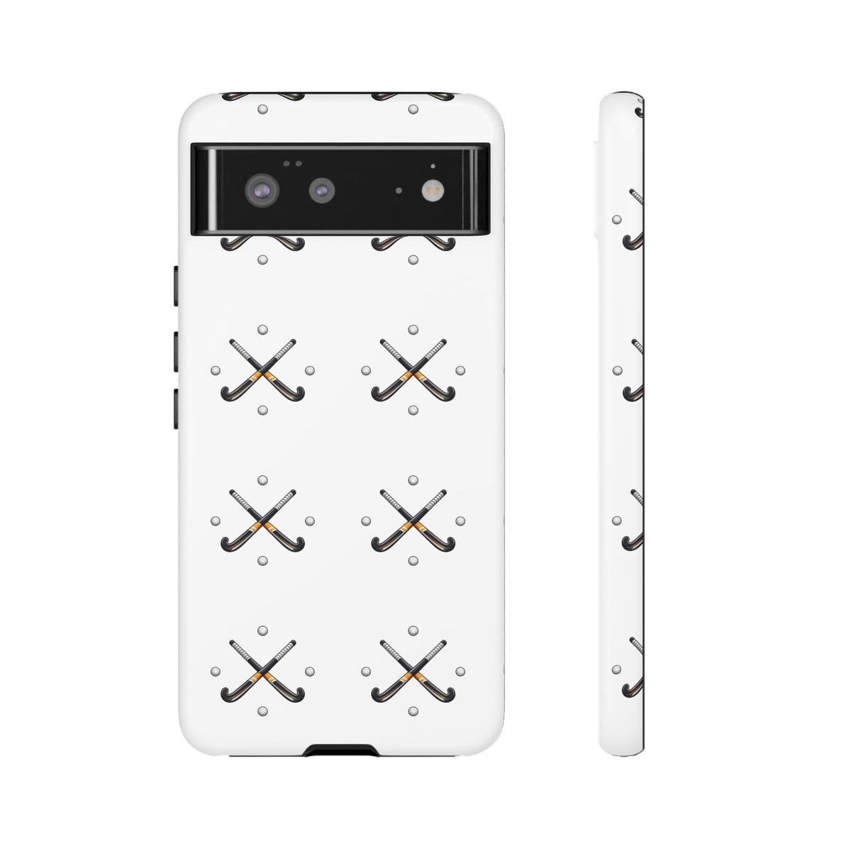Phone Case, Hockey Repeated Crossed Sticks & Balls Pattern, Tough Case